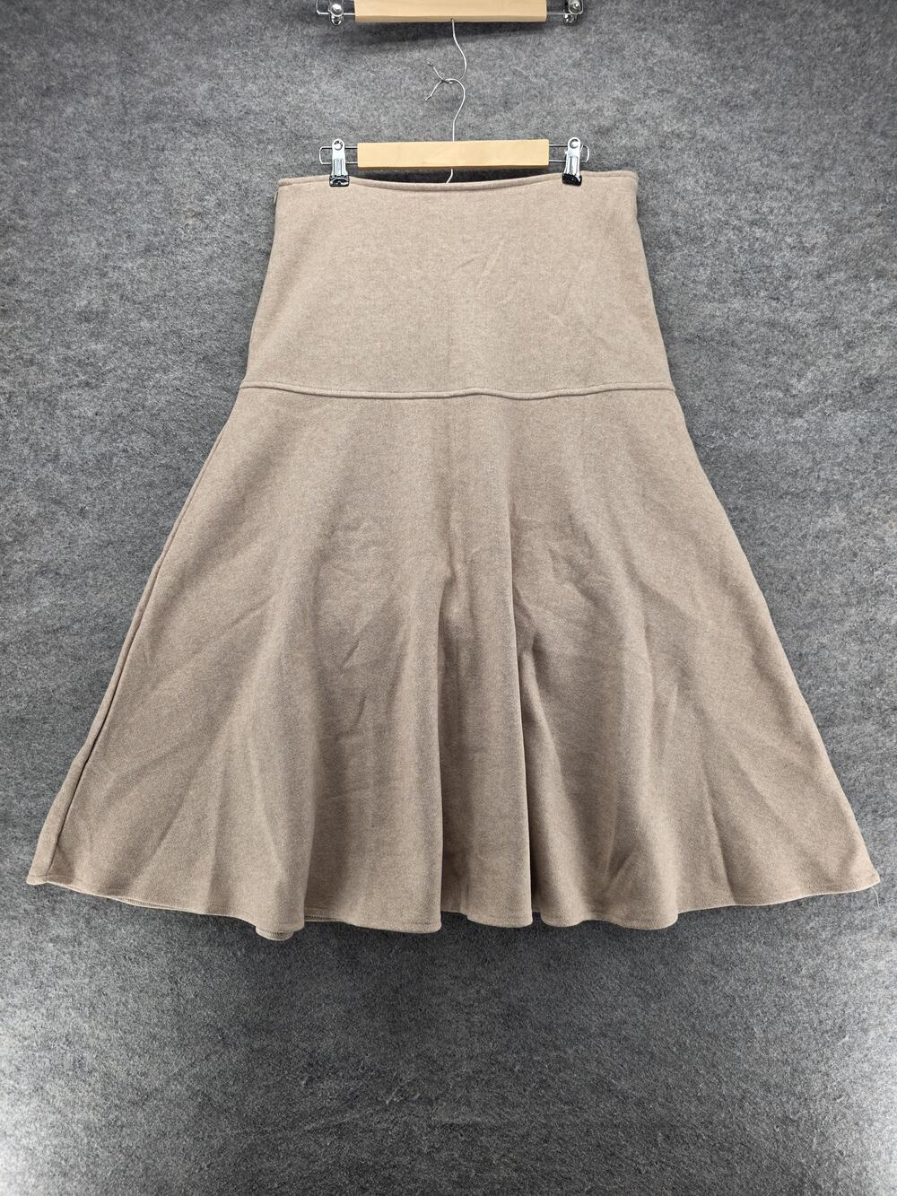 OGL Skirt Womens Large Beige Flare Knit High Rise Pull On Long Casual Winter